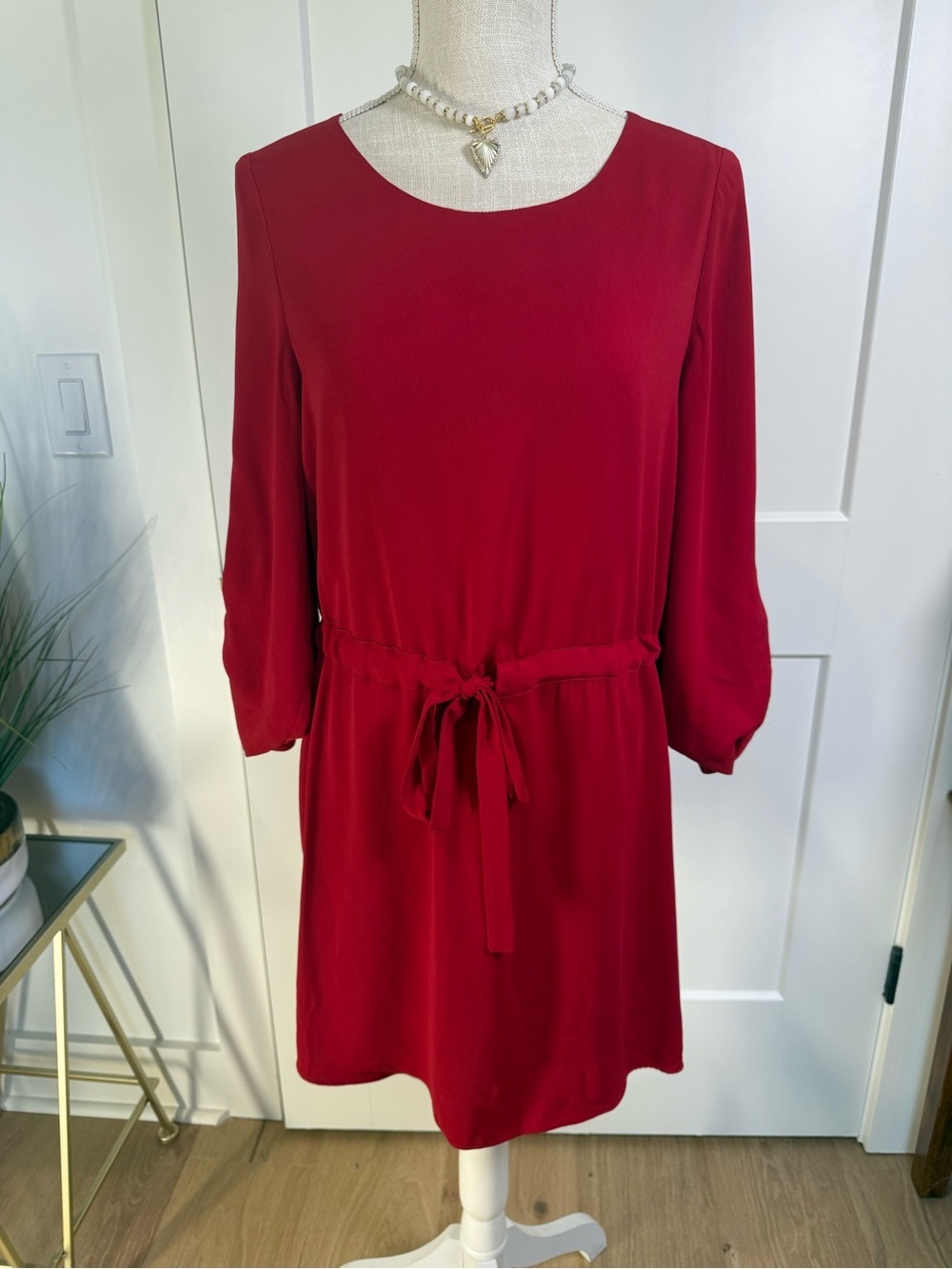 NWT Naked Zebra Red Tie Waist Shift Dress Size Small